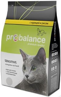 ProBalance Sensitiv 400гр*16шт курица/рис сухой корм для кошек с чувствительным пищеварением