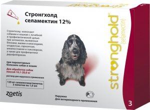 Стронгхолд 120мг 12% 3пипетки*1 для собак 10-20кг (инсектоакарицидный препарат)) VET