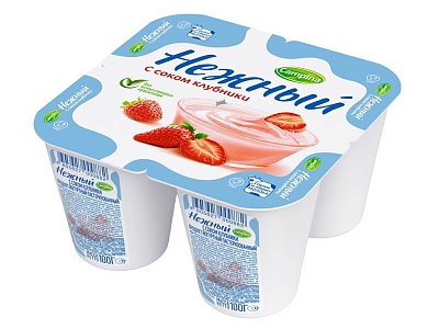 Продукт йогуртный Кампина 1,2% 100гр.*24 Нежный с соком клубники 