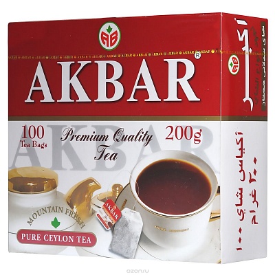 Чай Акбар /красно-белый/ 100 ПАКЕТОВ*2 гр*12 шт (черный)