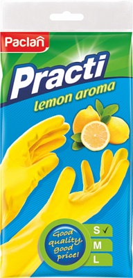 Перчатки резиновые желтые PACLAN с запахом лимона размер S 1*100 (407610)