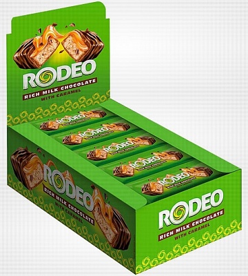 Батончики шоколадные Rodeo Soft caramel&Nougat 30гр*21штг (КНК731)