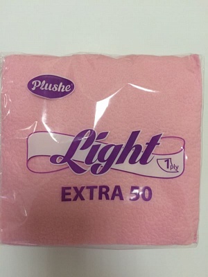 Салфетки бумажные PLUSHE Light Extra Розовая пастель 22,5*22,5 40листов 1слой*35 / 3730