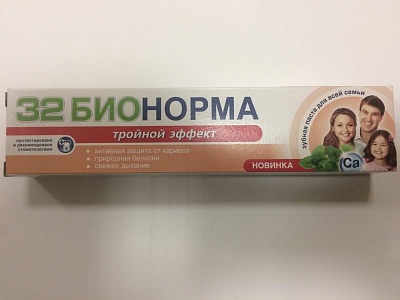 Зубная паста 32 БИОНОРМА "тройной эффект" 75мл.*30