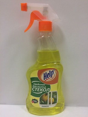 Средство д/мытья стекол с распылителем "HELP" Лимон 500гр.*12 (1-0325)