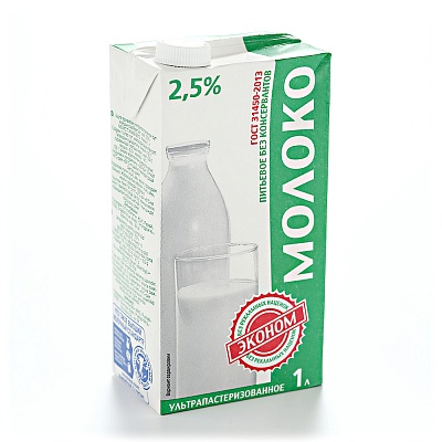 Молоко Эконом ГОСТ ультрапастеризованное 2.5% 1л*12 (крышка)