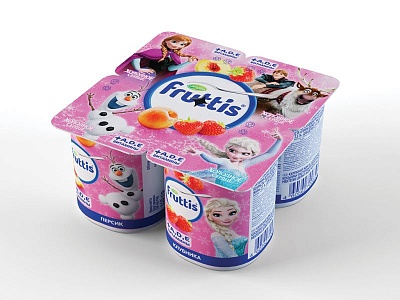 Продукт йогуртный Фруттис 2,5% 110гр.*24 с перс. и клубн и витаминами А,Д,Е "Герои DISNEY" для детей