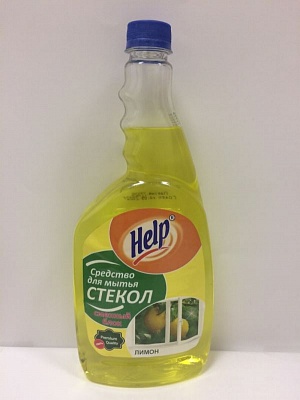 Средство д/мытья стекол "HELP" Лимон без распылителя 750мл.*12 (1-0334)
