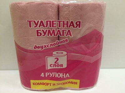 Туалетная бумага FLOOM 2сл 4рулона*17,5м розовая / 3070606