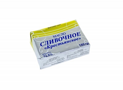 Масло сливочное Крестьянское ГОСТ 72,5% 180гр.*12 фольга Желтый узор / 62