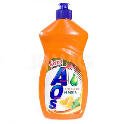 Средство д/мытья посуды "AOS" Extra power Апельсин и мята 0,45л.*20