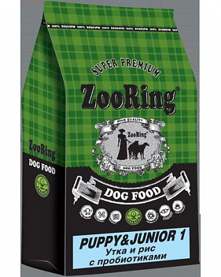 Корм ZooRing Puppy&Junior 1 (Паппи и Юниор) 2кг Утка и рис с пребиотиками Корм для щенков (424504)