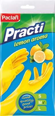 Перчатки резиновые желтые PACLAN с запахом лимона размер М 1*100 (407620)