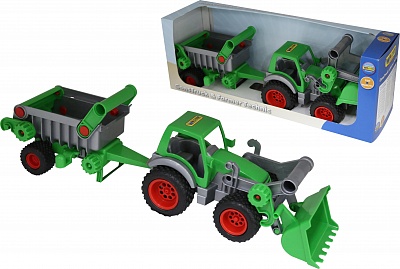 Фермер-техник,трактор-погрузчик с прицепом (в коробке) /Полесье (арт.37770) 58 см