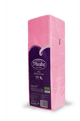 Салфетки бумажные PLUSHE classic (БОЛЬШАЯ УП.) Розовая пастель 24*24 1сл 400л * 4 / 2022