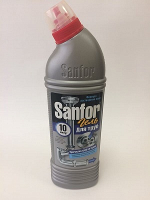 Средство д/очистки канализации SANFOR для ТРУБ (прочистка труб на кухне) 750гр.*15шт (10740)