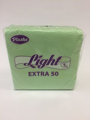 Салфетки бумажные PLUSHE Light Extra Салатовая пастель 22,5*22,5 40листов 1слой*35 / 3730