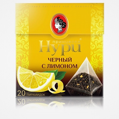 Чай Нури Пирамидки Черный с лимоном 20 ПАКЕТОВ*1,8гр*12шт черный (Орими-Трейд)