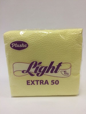 Салфетки бумажные PLUSHE Light Extra Желтая пастель 22,5*22,5 40листов 1слой*35 / 3730