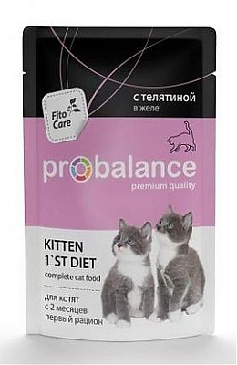 ProBalance KITTEN 1`ST DIET 85гр*25шт Телятина в желе корм для котят 