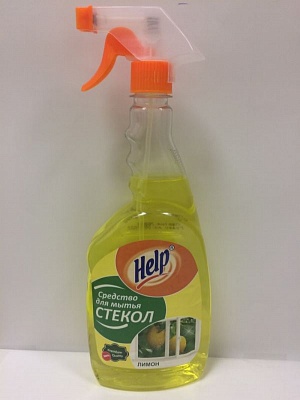 Средство д/мытья стекол с распылителем "HELP" Лимон  750мл.*12 (1-0335)