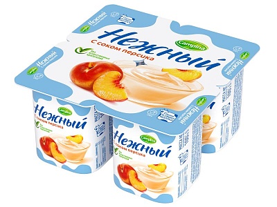 Продукт йогуртный Кампина 1,2% 100гр.*24 Нежный с соком персика 