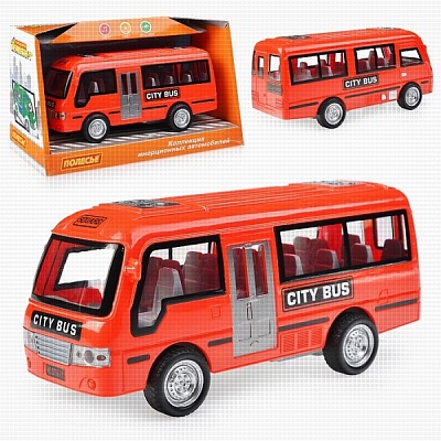 Городской автобус автомобиль инерционный (со светом и звуком) в пакете  /Полесье (арт.79893) 18см