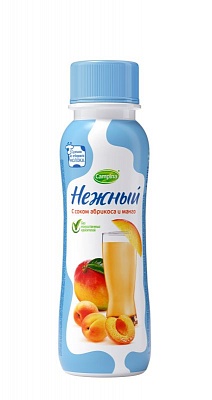 Напиток йогуртный Кампина 0,1% 285гр.*12 Нежный с соком абрикоса и манго / пл/бут.