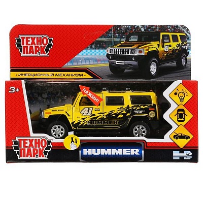 Машина металл."Технопарк" Hummer H2 спорт желтый  (длина 12см) / 299808 / HUM2-12SLSRT-YE
