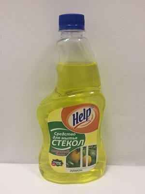 Средство д/мытья стекол "HELP" Лимон без распылителя 500гр.*12 (1-0323)