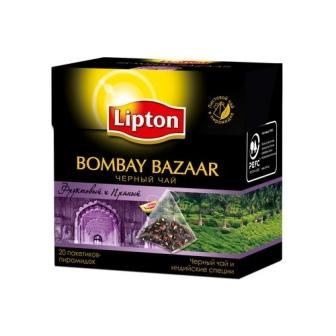 Чай Липтон пирамидки /Bombay Bazaar/ 20гр*2 г*12шт (черный с индийскими специями))