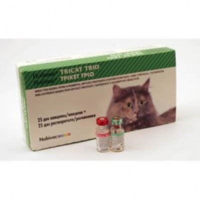 Ноби-Вак Tricat Trio +растворитель (25 доз/уп) против калицивироза,вирусного ринотрахеита и панлейкопении кошек,живая,сухая (t= от+2 до+8) VET
