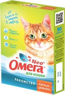 Витамины Омега-Neo+ К-З для кошек (Морские водоросли) 90таб/0,045кг Крепкое здоровье