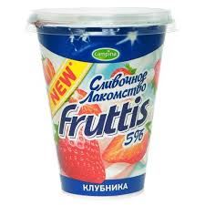 Продукт йогуртный Фруттис 5% 290гр.*12 с клубникой (сливочн. лакомство) / стакан