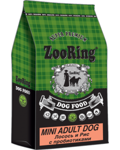 Корм ZooRing Mini Adult Dog Лосось  и рис с пребиотиками 10кг Корм для собак (425082)