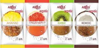 Салфетки влажные освежающие AMRA 4 фруктовых аромата (20шт) *48 / 0446
