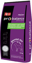 Probalance Gourment diet Adult 15кг c говядиной и кроликом сухой корм для взрослых собак 