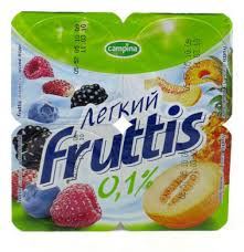 Продукт йогуртный Фруттис 0,1% 110гр.*24 Лёгкий персик-маракуйя,вишня 