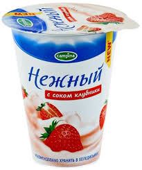 Продукт йогуртный Кампина 1,2% 320гр.*12 Нежный с соком персика / стакан
