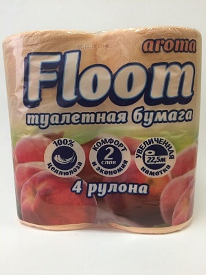Туалетная бумага FLOOM aroma 2сл 4рулона*22,5м персик / 3071001