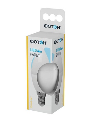 Лампа светодиодная ФОТОН LED В35 4W Е14 3000K (220V) / 22807