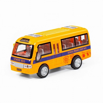 Школьный автобус автомобиль инерционный (со светом и звуком) в коробке  /Полесье (арт.78971) 18см