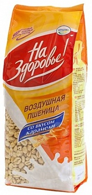 Воздушная пшеница "На здоровье!" со вкусом карамели 175гр*16шт /пакет (ПГ "КУНЦЕВО")