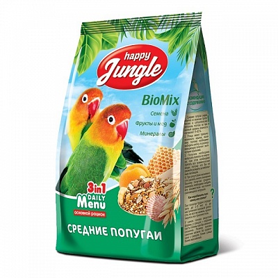 Happy Jungle Корм для средних попугаев 500гр*18шт (J104)