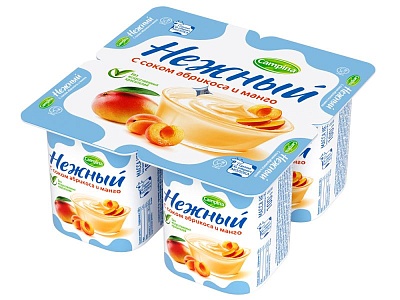 Продукт йогуртный Кампина 1,2% 100гр.*24 Нежный с соком абрикоса и манго 
