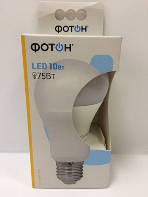 Лампа светодиодная ФОТОН LED А60  10W Е27 3000K (220V)* 10 / 22804