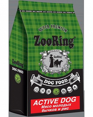 Корм ZooRing Active Dog Мясо молодых бычков и рис 2кг Корм для собак (424566)