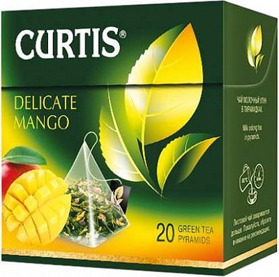 Чай Кертис Нежный манго 20 ПАКЕТОВ*1,8гр*12 пирамидки  (зеленый)