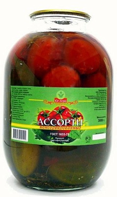 Ассорти огурцы, томаты 3л.*4