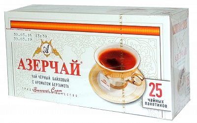 Чай Азерчай черный с бергамотом 25 ПАКЕТОВ*2гр*12шт (без конверта)